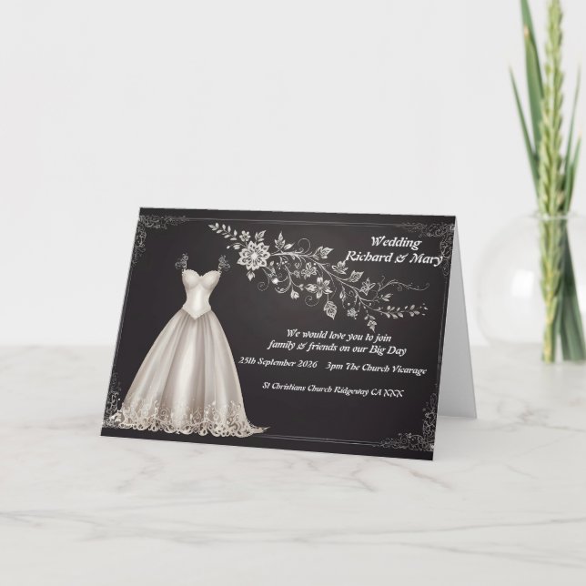 Convite de casamento Elegância Vestido de Noiva (Frente)