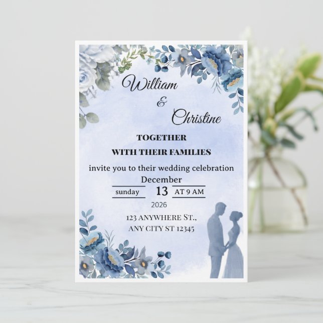 Convite de Casamento Elegante (Em pé/Frente)