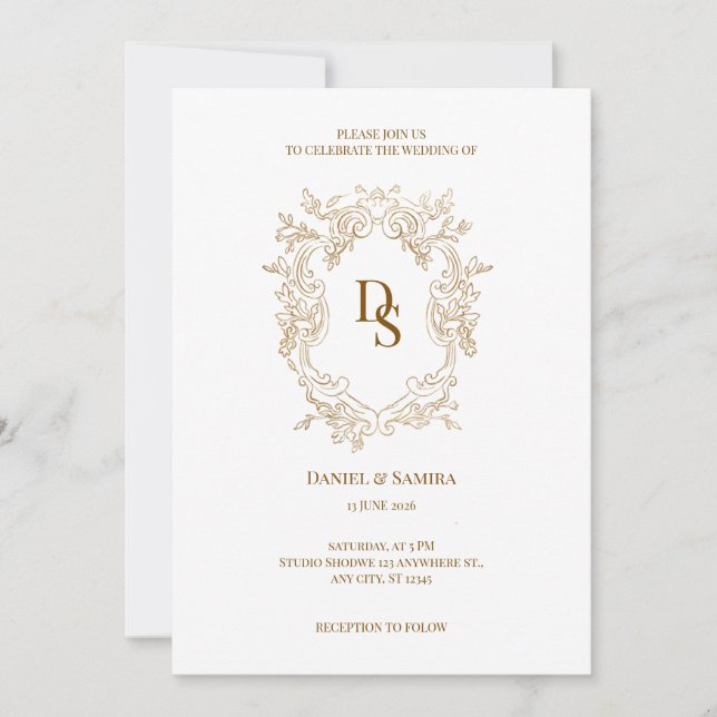 Convite de Casamento Elegante (Frente)