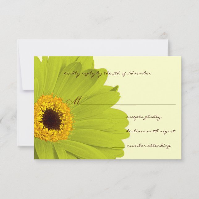 Convite de Casamento Elegante Amarelo Verde Gerber (Frente)