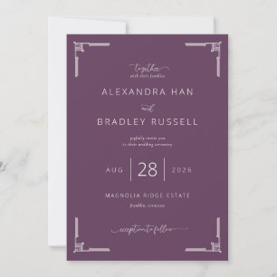 Convite de Casamento Elegante Ameixa