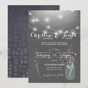 Convite de Casamento Elegante Ameixa, Lilás e Cinz