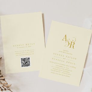 Convite de Casamento Elegante Andrea Amarelo Mante