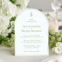 Convite de Casamento Elegante Arco Verde Sage e Li