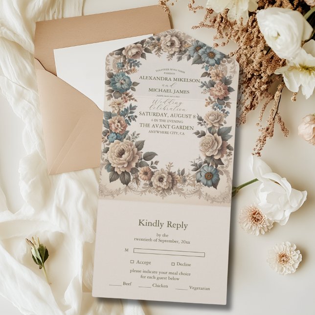 Convite de Casamento Elegante Art Nouveau (Criador carregado)