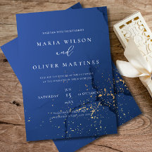 Convite de Casamento Elegante Azul Marinho Dourado
