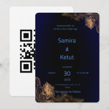 Convite de Casamento Elegante Azul Marinho e Renda
