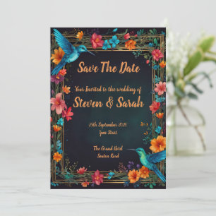 Convite de Casamento Elegante Beija-Flor & Floral