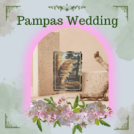Convite de Casamento Elegante Boho com Grama de Pa
