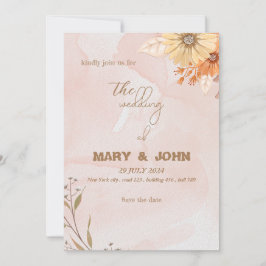 Convite de casamento elegante boho floral chic