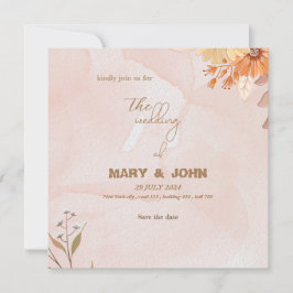 Convite de casamento elegante boho floral chic