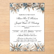 Convite de Casamento Elegante Boho Pampas Grass