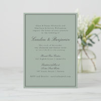 Convite de Casamento Elegante Borda Script Oliva C