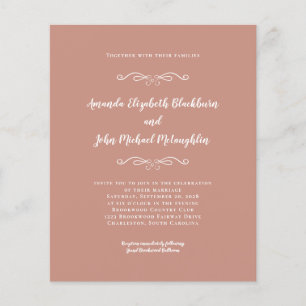 Convite de Casamento Elegante Branco Dourado Rosa
