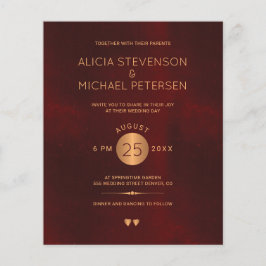 Convite de casamento elegante burgundy dourado com
