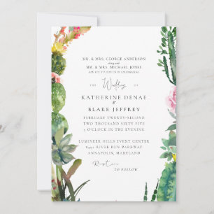 Convite de Casamento Elegante Cacto Tropical