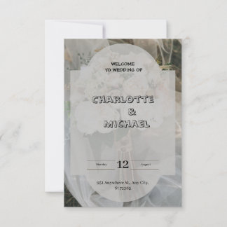 Convite de Casamento Elegante Cinza e Marrom