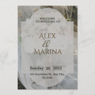 Convite de Casamento Elegante Cinza e Marrom