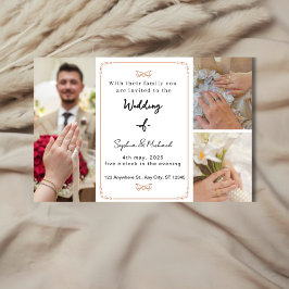 Convite de Casamento Elegante Colagem de Fotos Mod