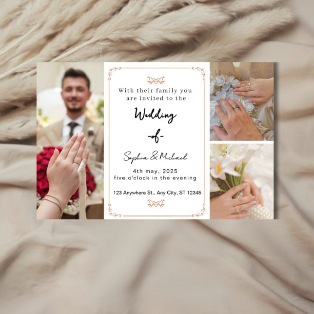 Convite de Casamento Elegante Colagem de Fotos Mod (Criador carregado)
