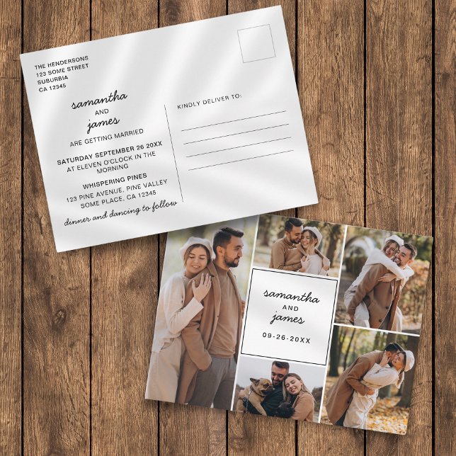 Convite de Casamento Elegante com 5 Fotos (Criador carregado)