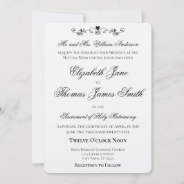 Convite de Casamento Elegante com Acento de Coraçã