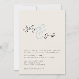 Convite de Casamento Elegante com Ampersand Azul
