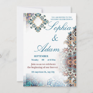Convite de Casamento Elegante com Azulejos Marroqu