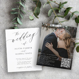 Convite de casamento elegante com código QR de orç