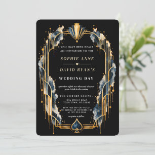 Convite de casamento elegante com código QR dourad