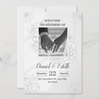 Convite de Casamento Elegante com Desenho Floral