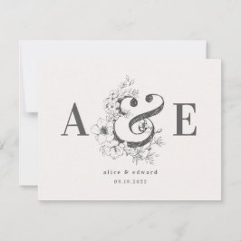 Convite de casamento elegante com desenho floral à