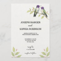 Convite de casamento elegante com dois pássaros 