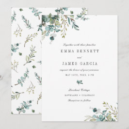 Convite de Casamento Elegante com Eucalipto em Aqu