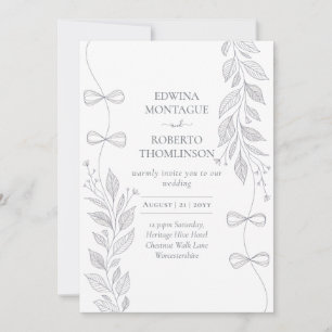 Convite de Casamento Elegante com Faixa Botânica H