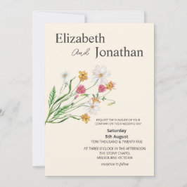 Convite de Casamento Elegante com Flores Silvestre