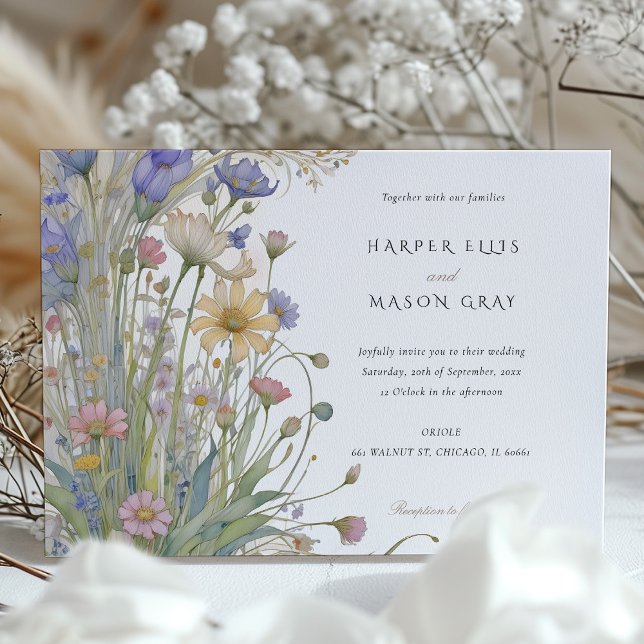 Convite de Casamento Elegante com Flores Silvestre (Criador carregado)