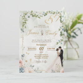 Convite de Casamento Elegante com Folhagem | Flora