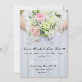 Convite de Casamento Elegante com Foto em Cartão