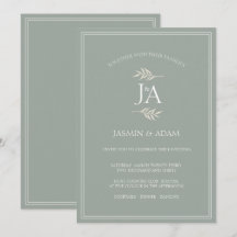 Convite de Casamento Elegante com iniciais clássic