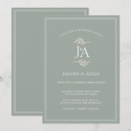 Convite de Casamento Elegante com iniciais clássic