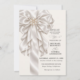 Convite de Casamento Elegante com Laço de Cetim Pé