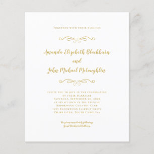 Convite de Casamento Elegante com Letra Dourada e 