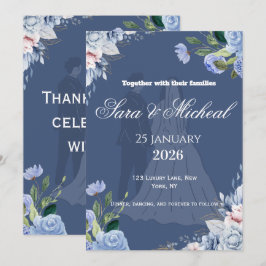 Convite de Casamento Elegante com Letra Floral de