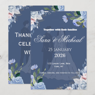 Convite de Casamento Elegante com Letra Floral de 