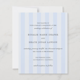 Convite de Casamento Elegante com Listras Azuis Mo