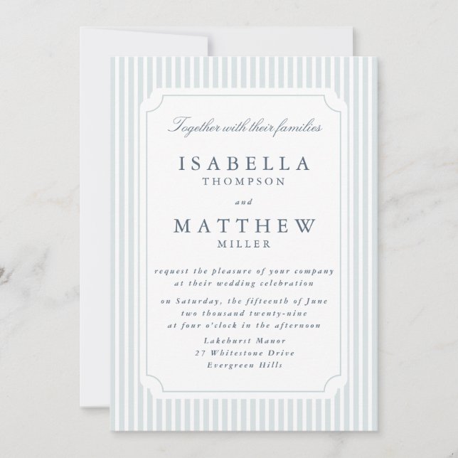 Convite de Casamento Elegante com Listras Quadro C (Frente)