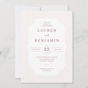 Convite de Casamento Elegante com Listras Rosa
