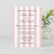 Convite de Casamento Elegante com Listras Rosa Pas