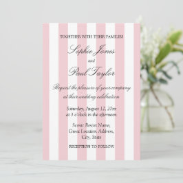 Convite de Casamento Elegante com Listras Rosa Pas